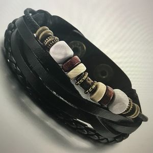 Genuine leather multi-strand bracelet